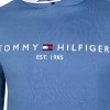 Bluza Tommy Hilfiger męska niebieska z kapturem bawełniana duże logo
